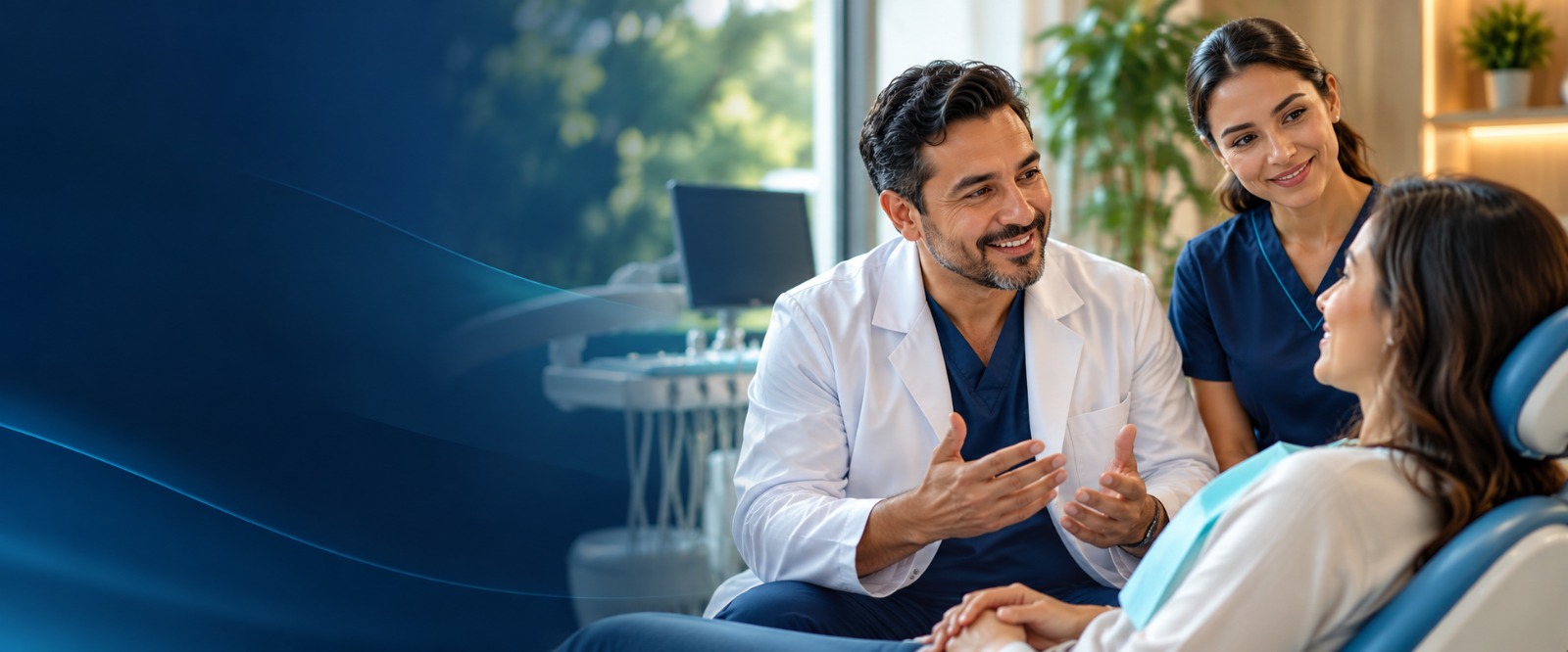 Odontólogo integrativo del CIOIN conversando con una paciente durante la consulta